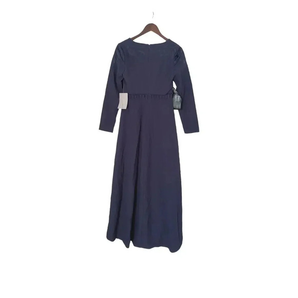 JS Collections Gown Navy V-Neck Hi-Low Long Sleeve Side Pockets Formal Dress 4 - Picture 4 of 9